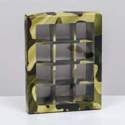 Изображение Коробка для конфет, 12 шт, "Камуфляж", 19 х 15 х 3,6 см
